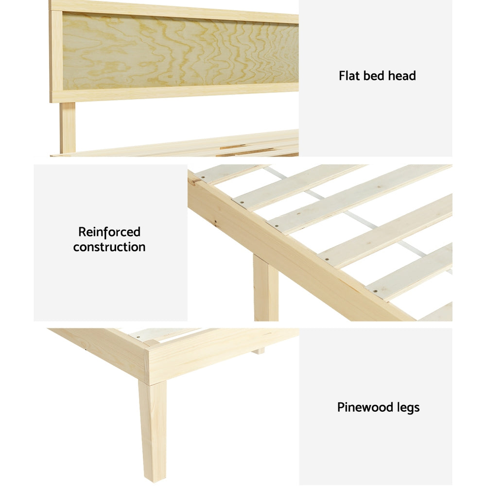 Queen/Double Elegance Bed Frame with Timber Pine Platform