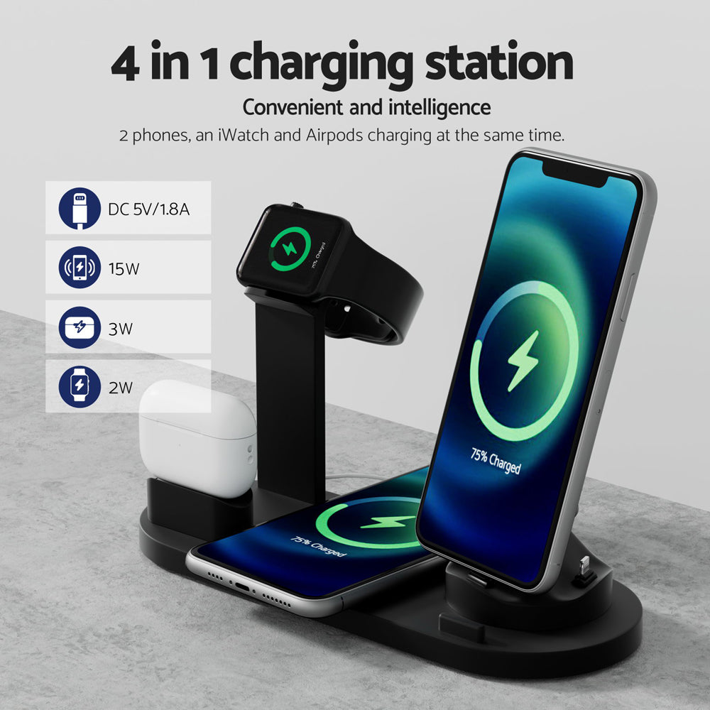 4 in 1 Wireless Charger Multi-function Station for Phone Airpod iWatch 15W