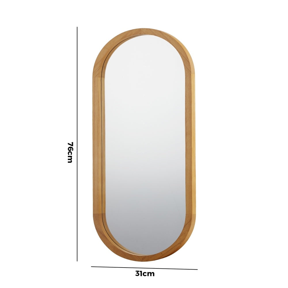 Wall Mirrors Oval Mirror Wooden 76x31cm Set of 2