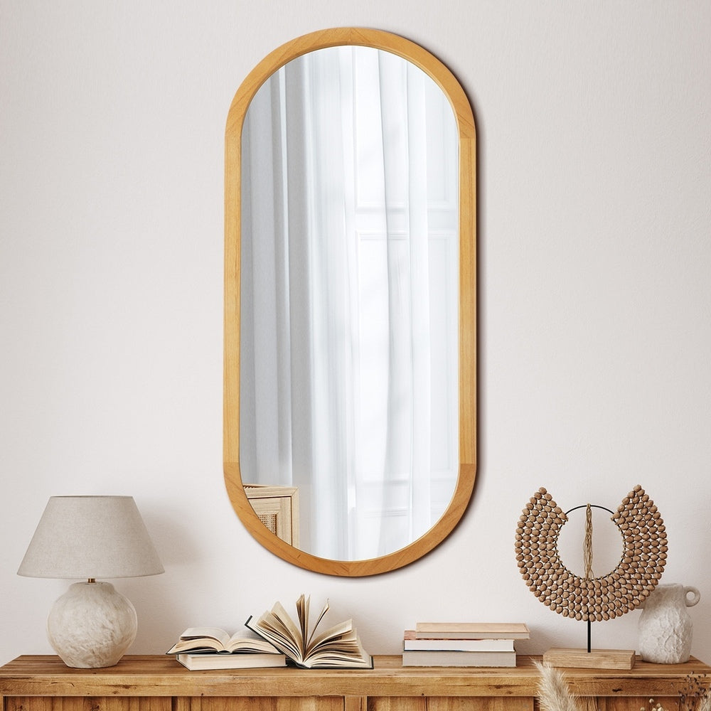 Wall Mirrors Oval Mirror Wooden 76x31cm Set of 2