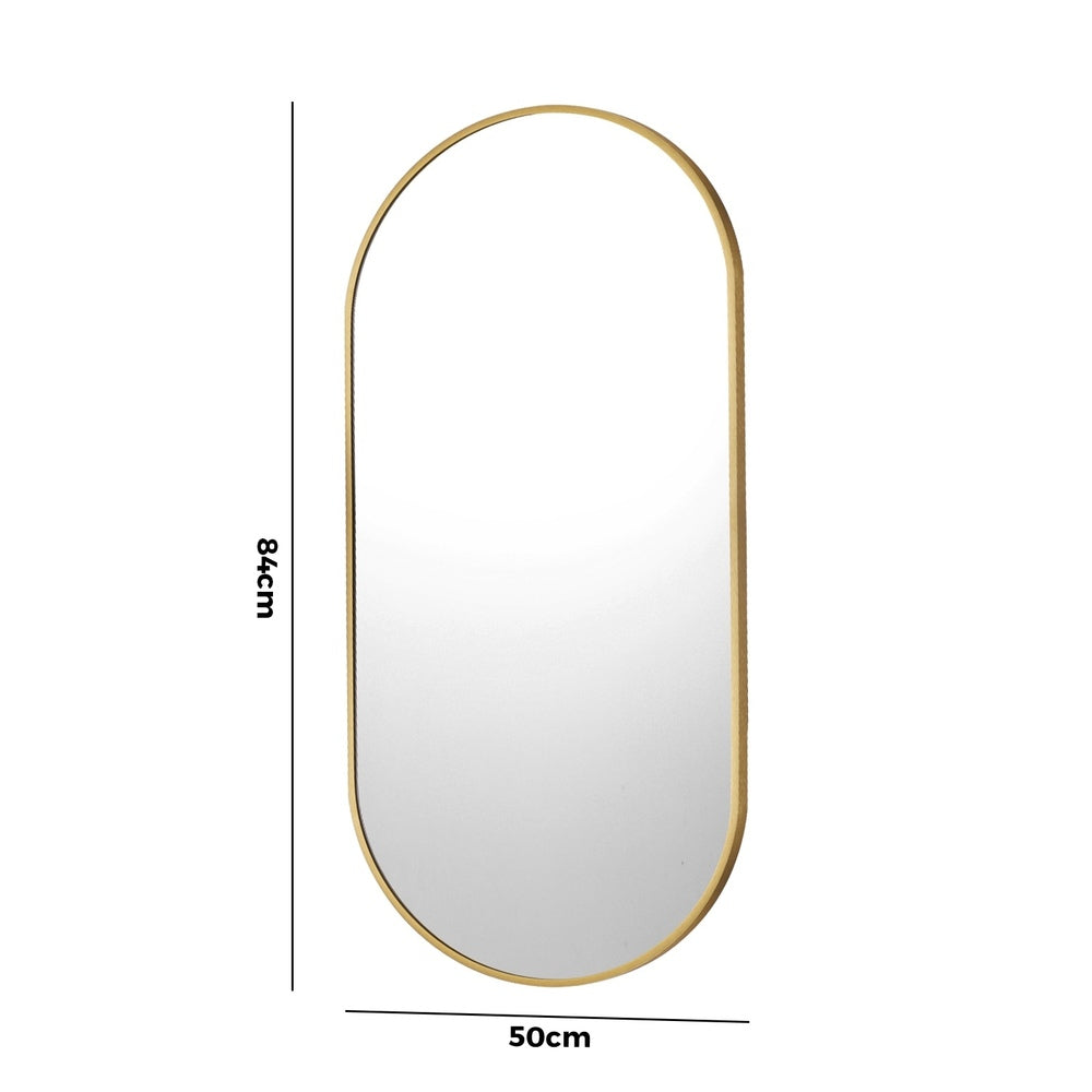 Wall Mirrors Oval Mirror Black/Gold/Wooden 84x50cm Set of 2