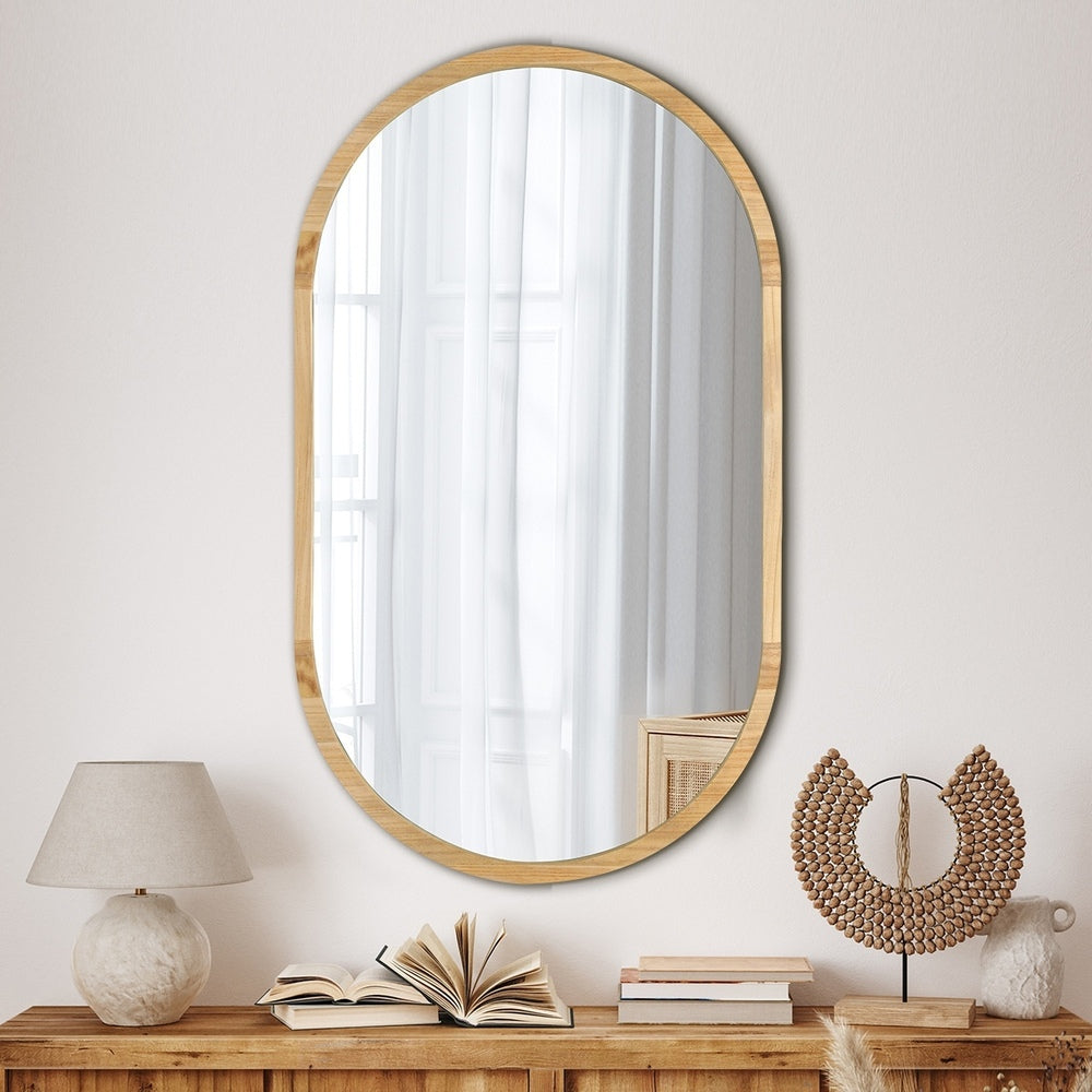 Wall Mirrors Oval Mirror Black/Gold/Wooden 84x50cm Set of 2