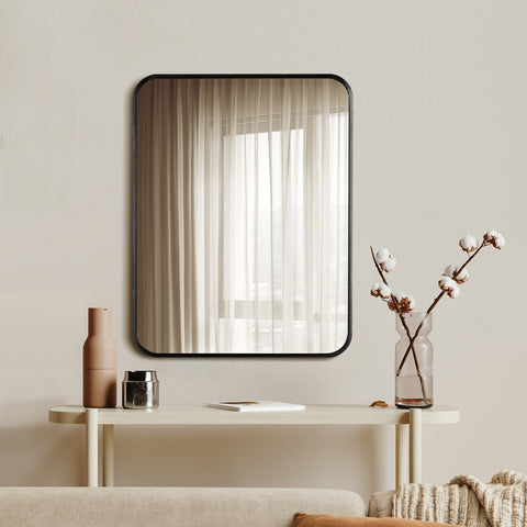 Wall Mirrors Black Metal Frame 65x50cm Rectangle