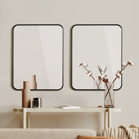 Wall Mirrors Rectangle 65x50cm Black/Gold Set of 2