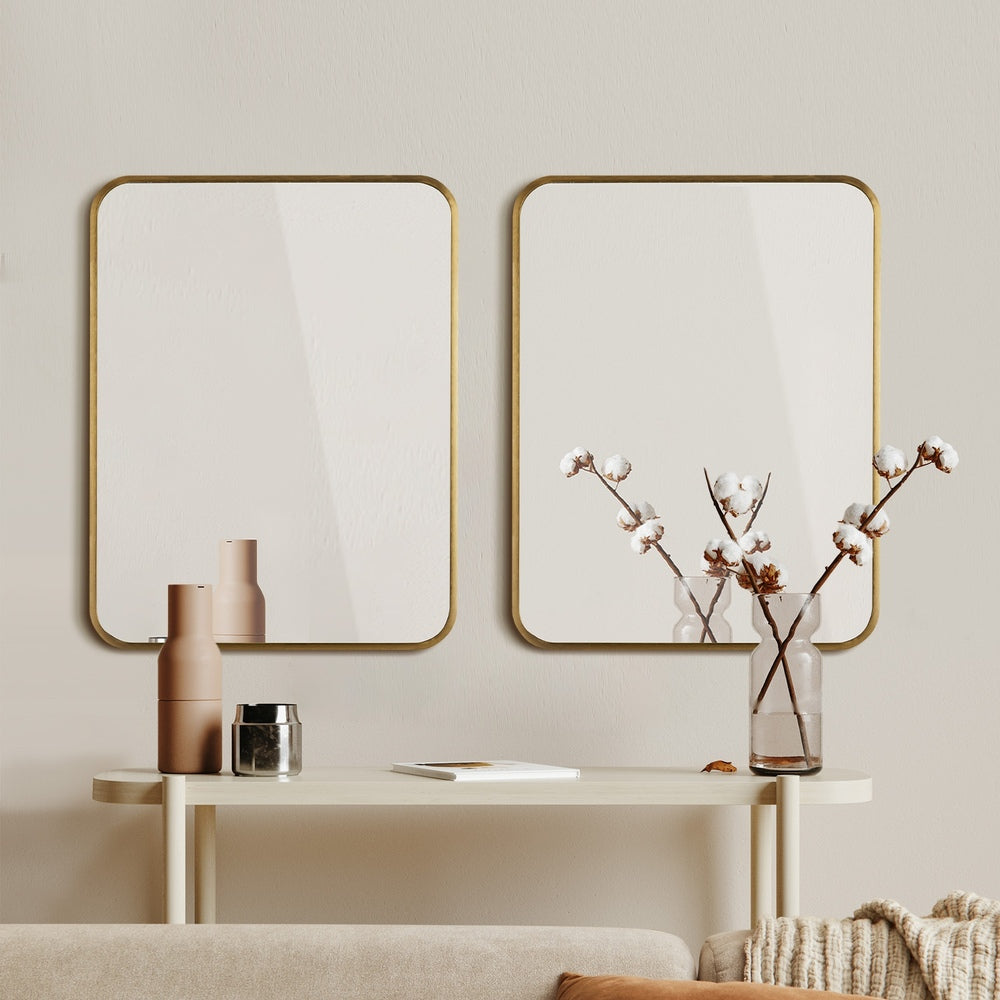 Wall Mirrors Rectangle 65x50cm Black/Gold Set of 2