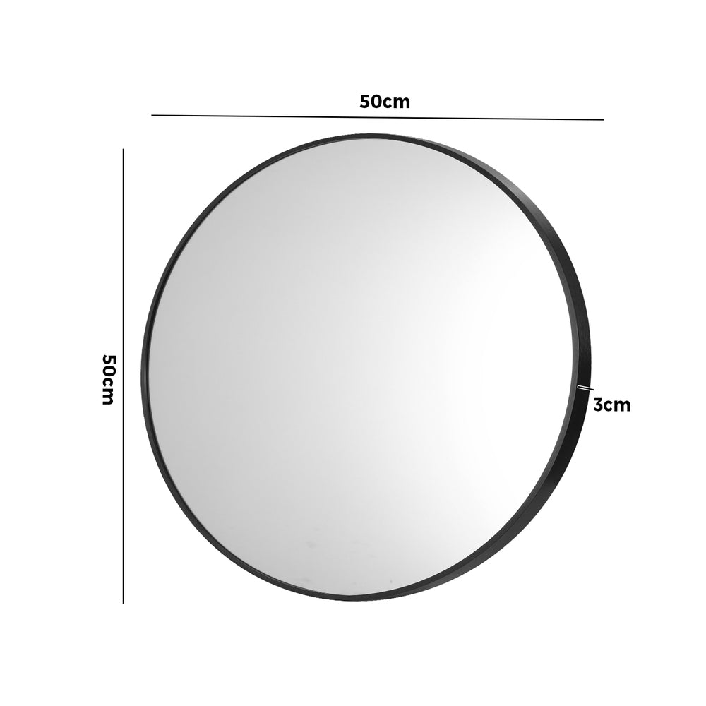 Wall Mirrors Round Makeup Mirror Vanity Home Decro 50cm Black Bedroom