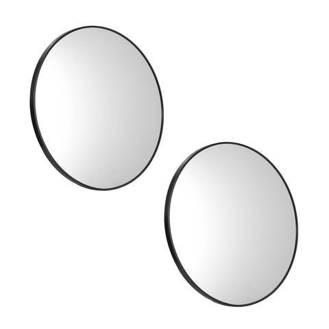 Wall Mirrors Round 50/60/70/80 cm Black/Gold/Wooden Set of 2