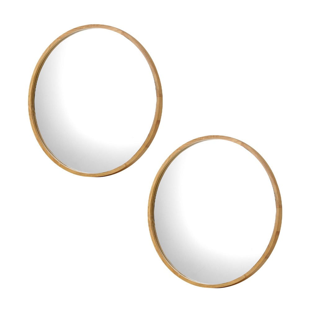 Wall Mirrors Round 50/60/70/80 cm Black/Gold/Wooden Set of 2