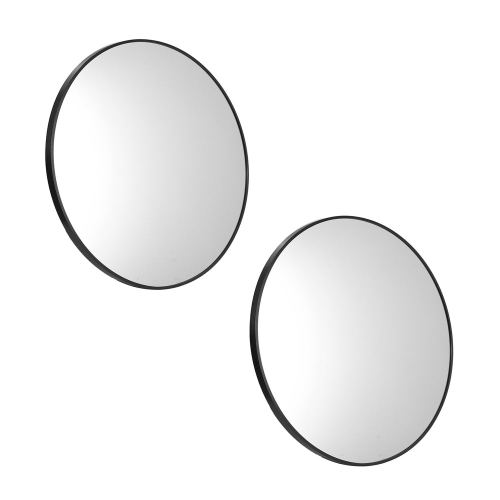 Wall Mirrors Round 50/60/70/80 cm Black/Gold/Wooden Set of 2