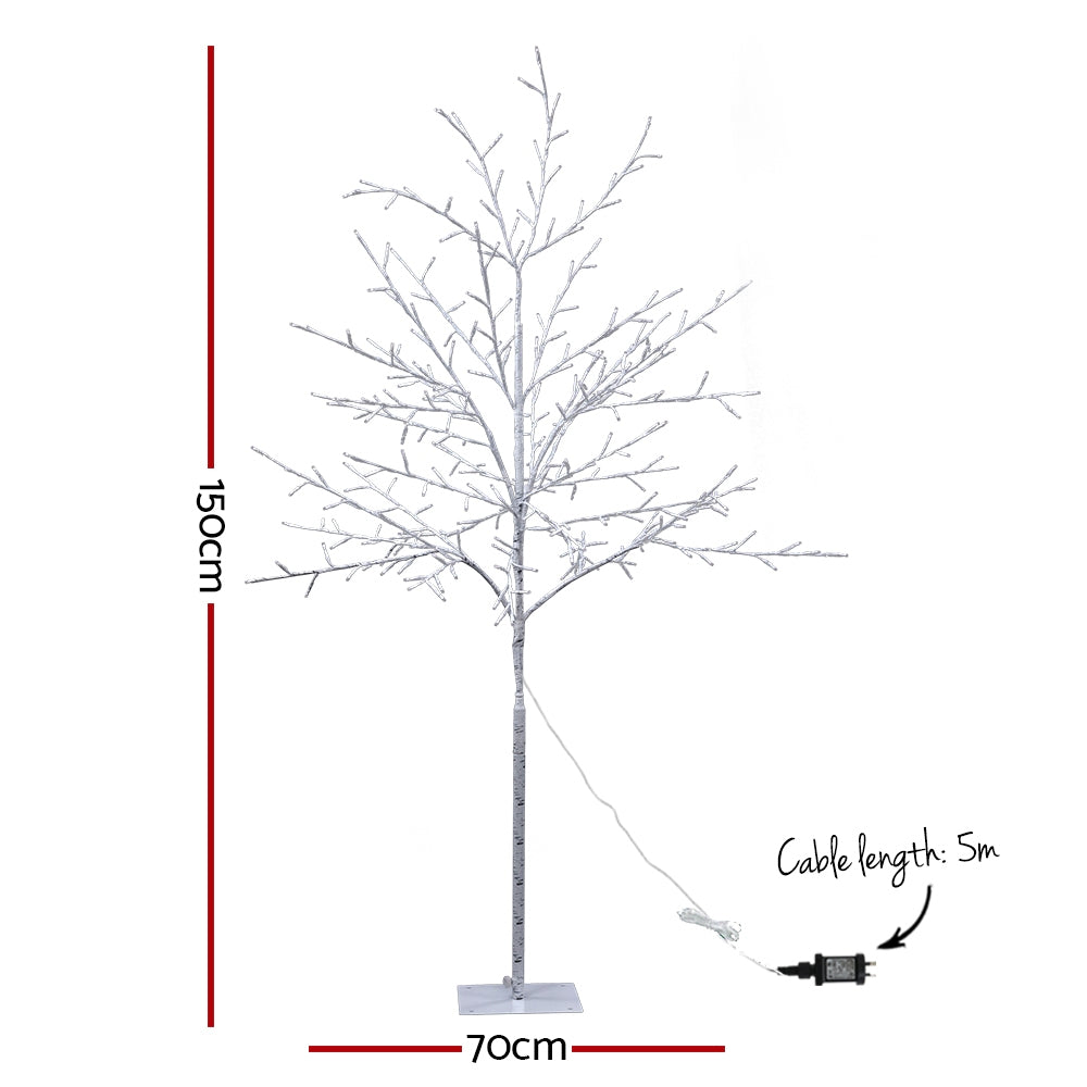 Jingle Jollys 1.5M LED Christmas Branch Tree 304 LED Xmas Warm White Optic Fiber