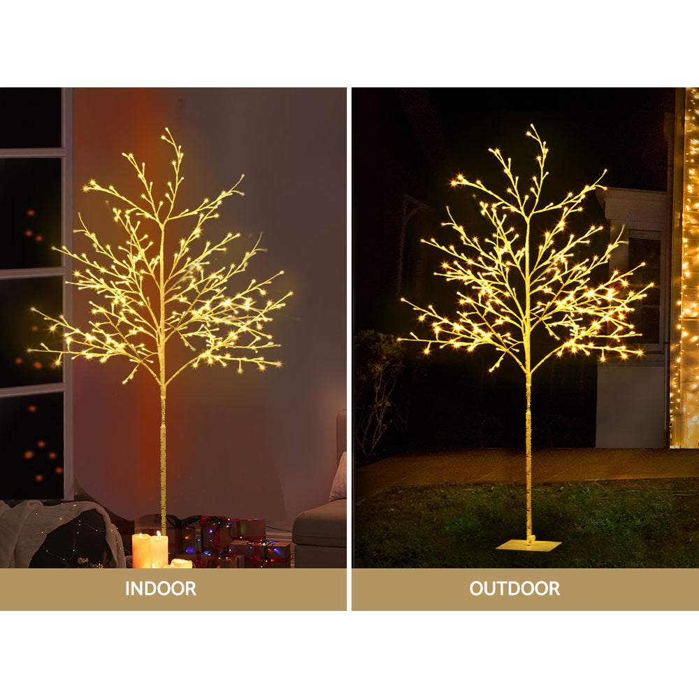 Jingle Jollys 1.5M LED Christmas Branch Tree 304 LED Xmas Warm White Optic Fiber