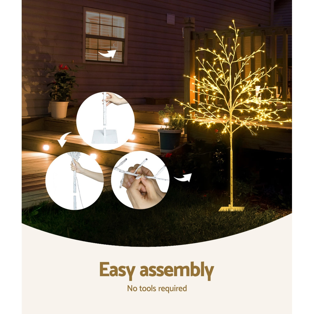 Jingle Jollys 1.5M LED Christmas Branch Tree 304 LED Xmas Warm White Optic Fiber