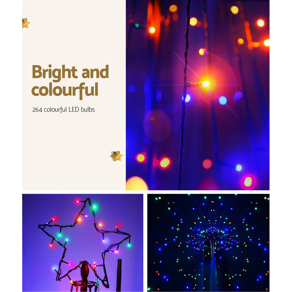 Jingle Jollys 2.1M LED Christmas Tree Lights Solar Xmas Multi Colour Optic Fiber