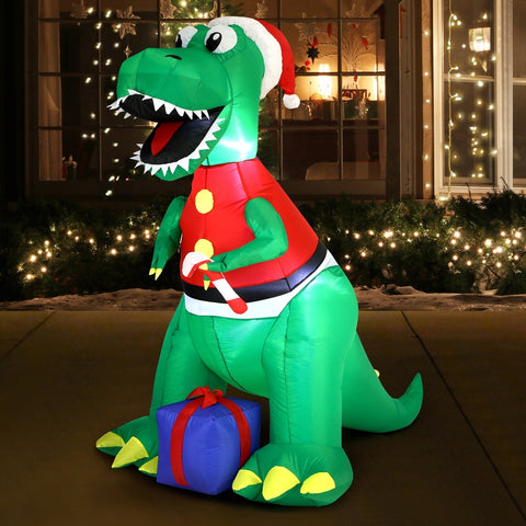 Christmas Dinosaur Inflatable with LED Lights