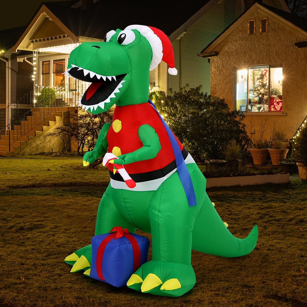 Christmas Dinosaur Inflatable with LED Lights