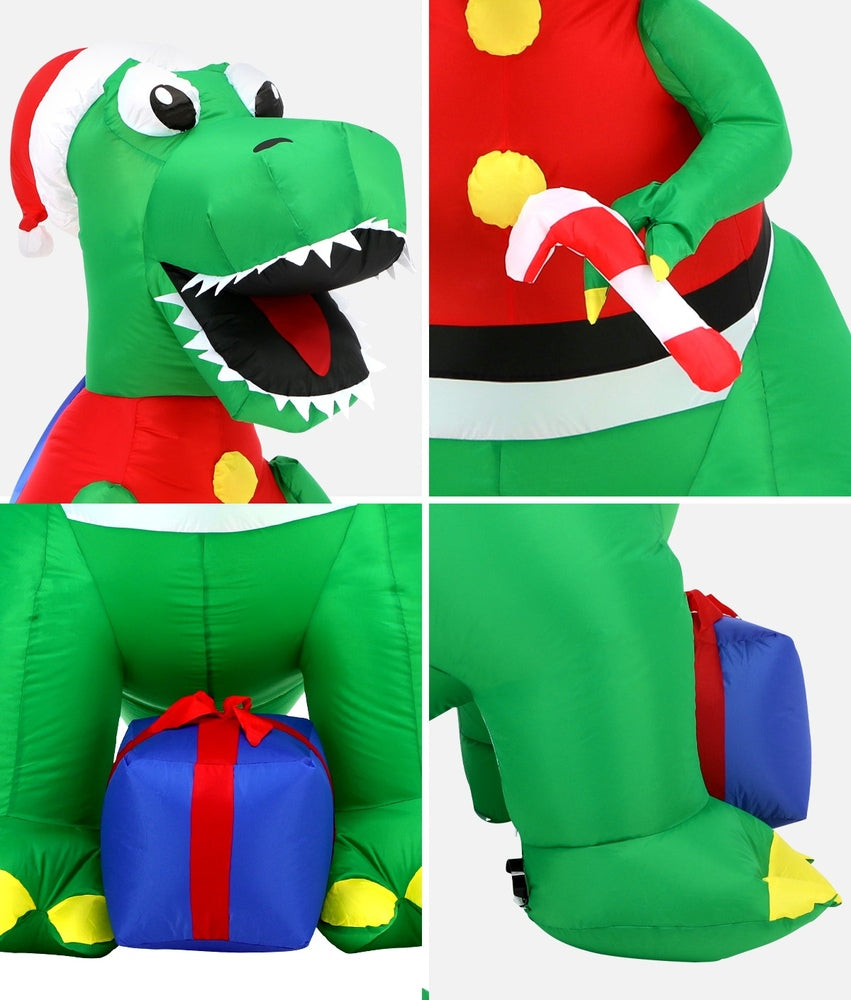 Christmas Dinosaur Inflatable with LED Lights