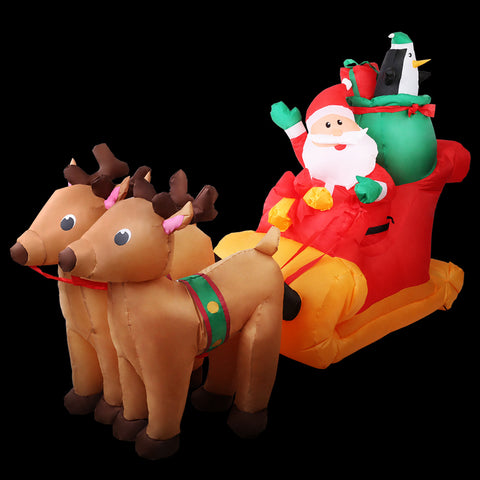 Jingle Jollys 2.2M Christmas Inflatable Santa Sleigh Ride Reindeer Deer Decor