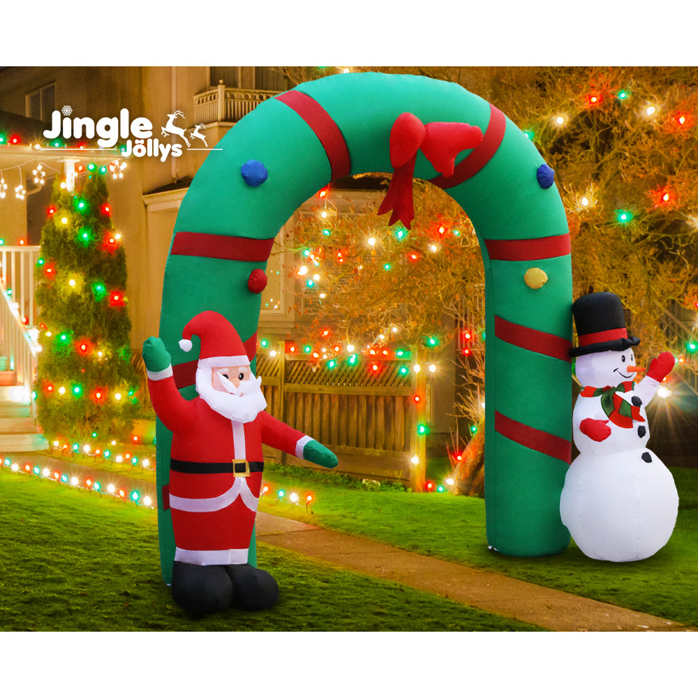 Jingle Jollys 2.8M Christmas Inflatable Giant Arch Way Santa Snowman Light Decor