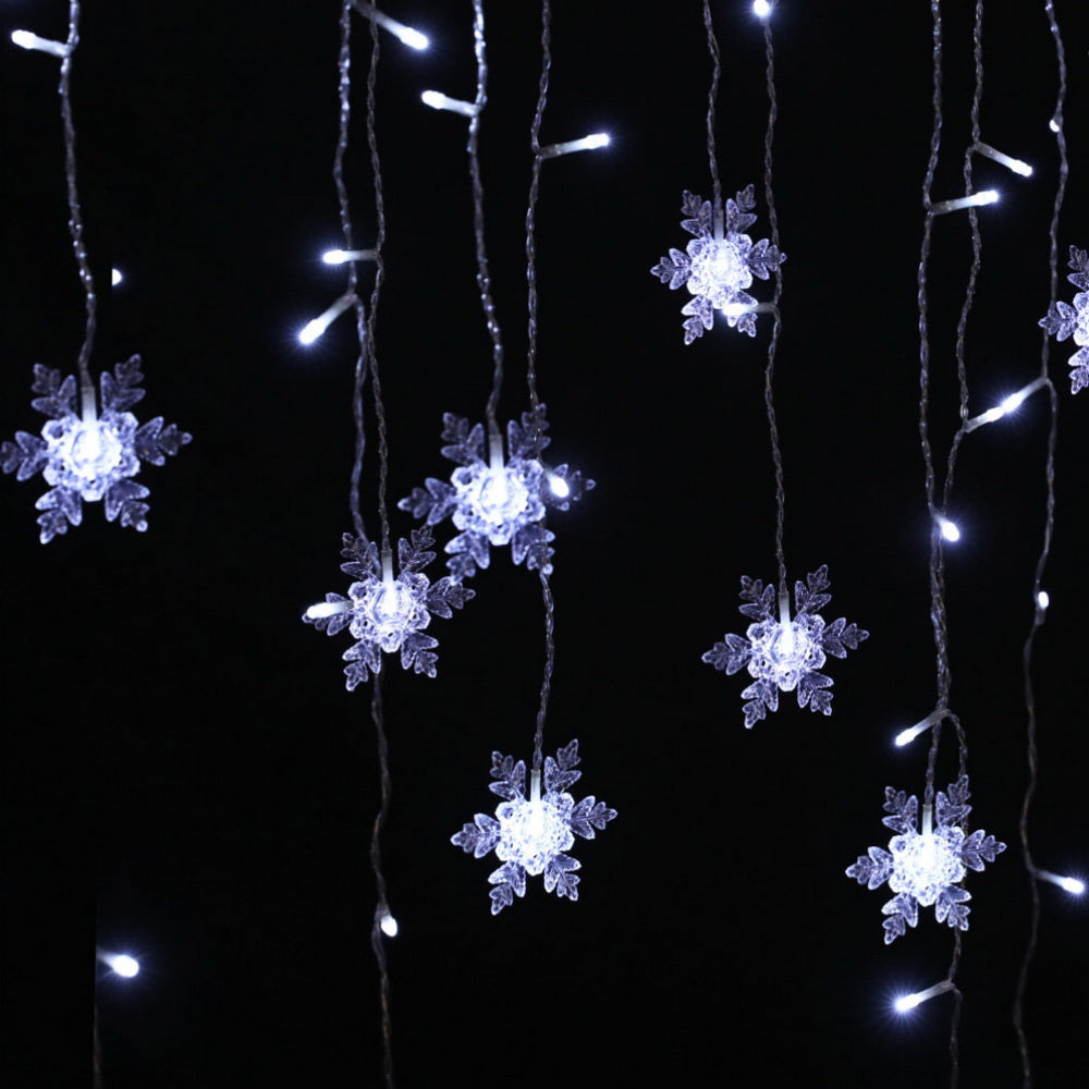 6m Cold White Solar-Powered Christmas Icicle Lights