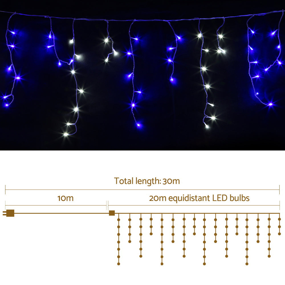 Christmas Lights 20M 800 LED Icicle Light Blue White Decorations