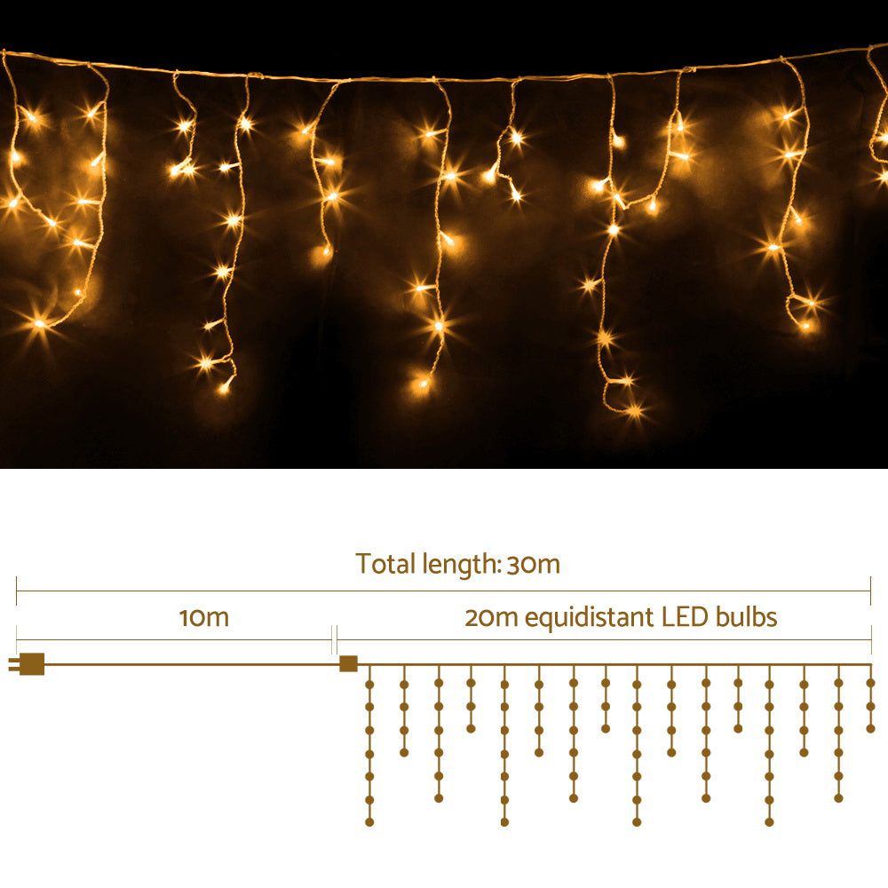 Christmas Lights 20M 800 LED Icicle Light Warm White Decorations