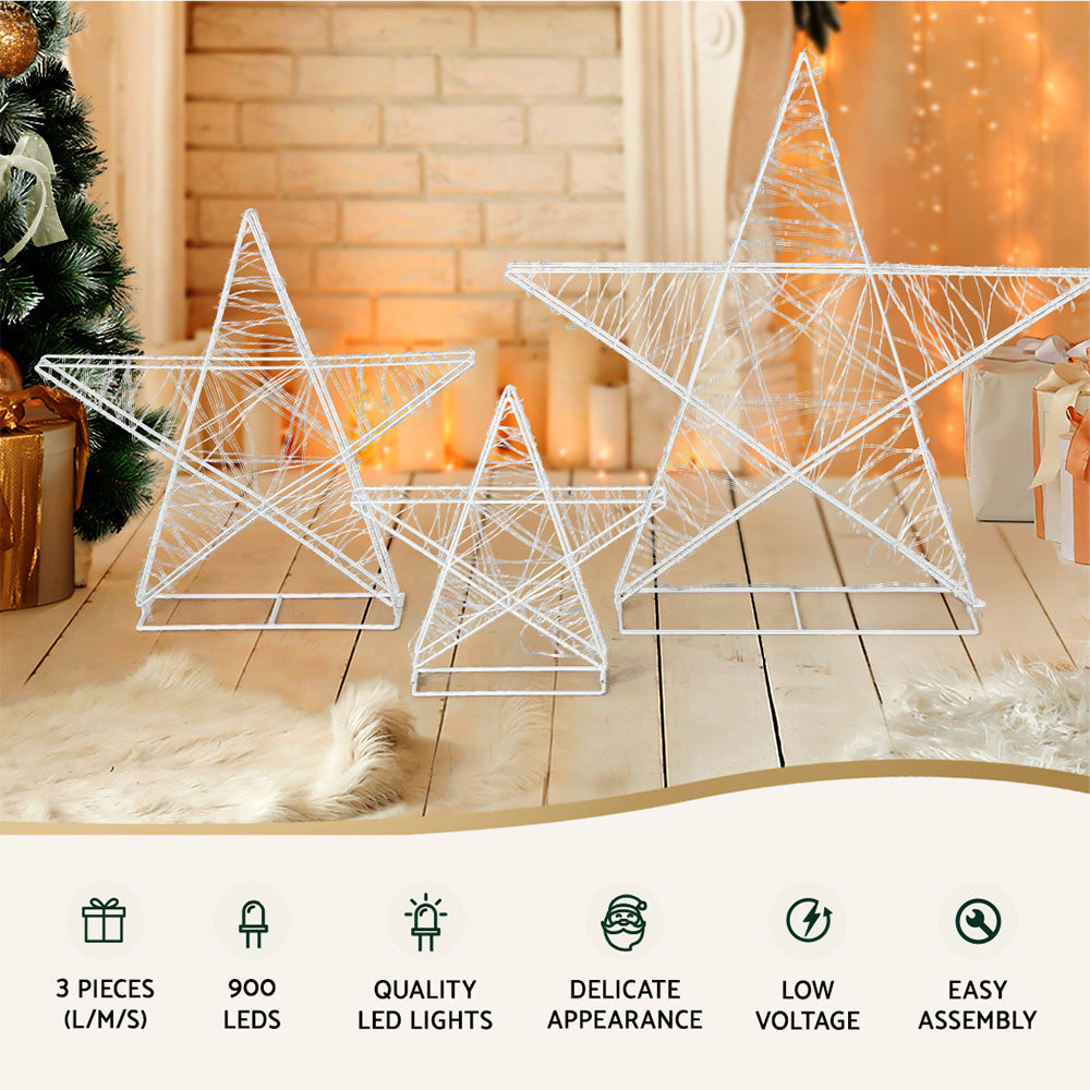 Star Motif LED Fairy Lights - 3pcs Set Christmas Decoration