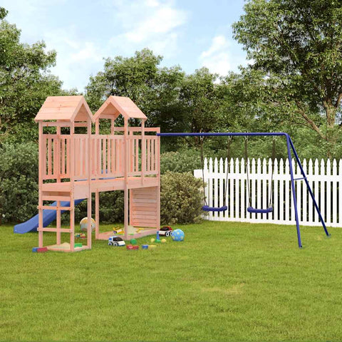 A Solid Wood Playhouse Adventure with Slide, Swings, and Rockwall