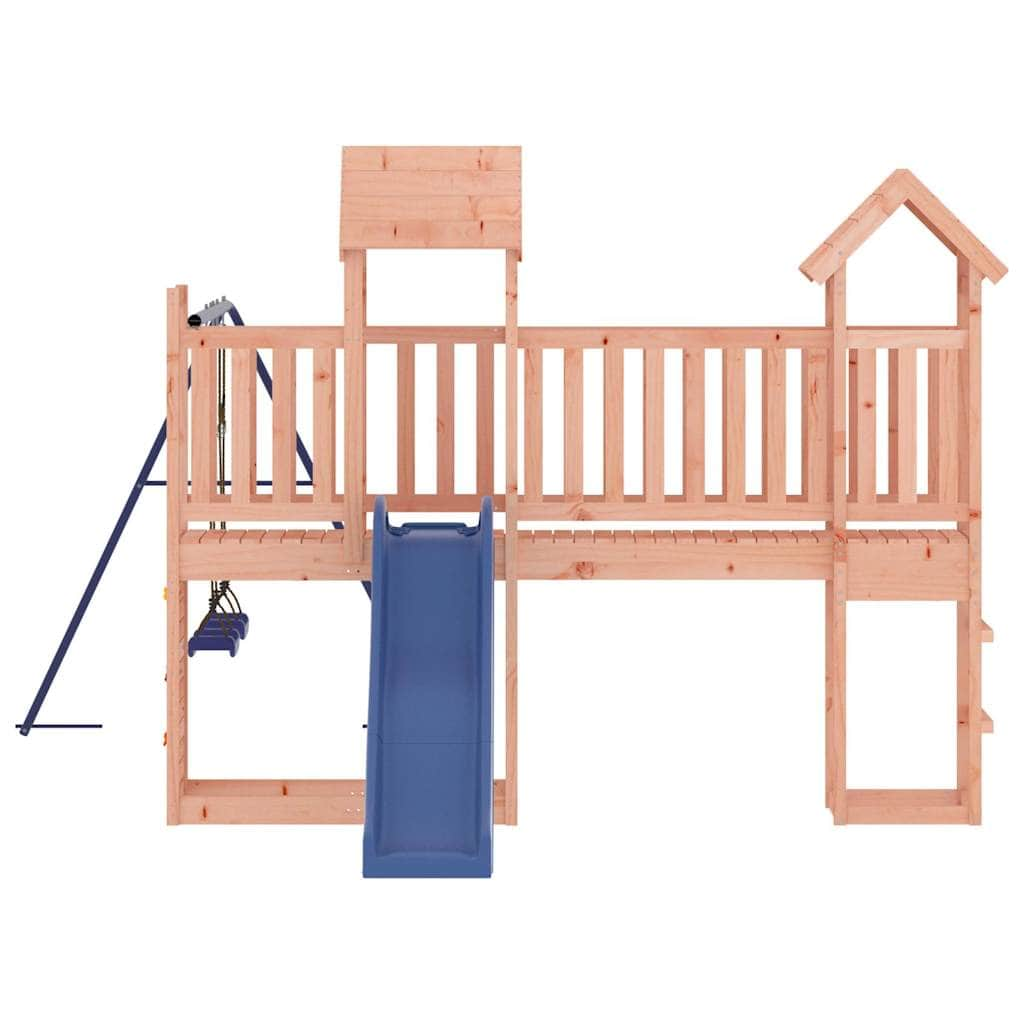 A Solid Wood Playhouse Adventure with Slide, Swings, and Rockwall