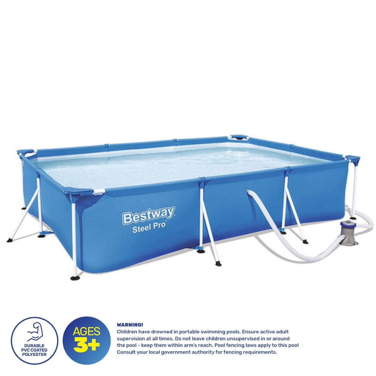 Above Ground Pool High Gauge PVC Construction 3300 Litre