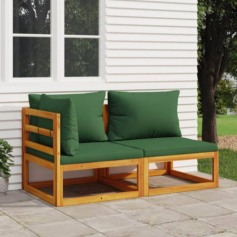 Acacia Wood 2-Piece Garden Sofa Set with Plush Cushions