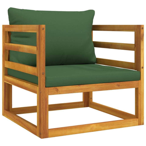 Acacia Wood Garden Chair with Lush Green Cushions