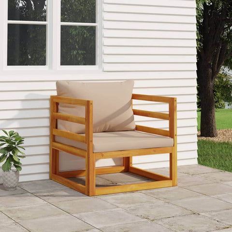 Acacia Wood Garden Chair with Taupe Cushions