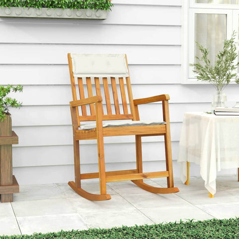 Acacia Wood Rocking Chair with Cushions