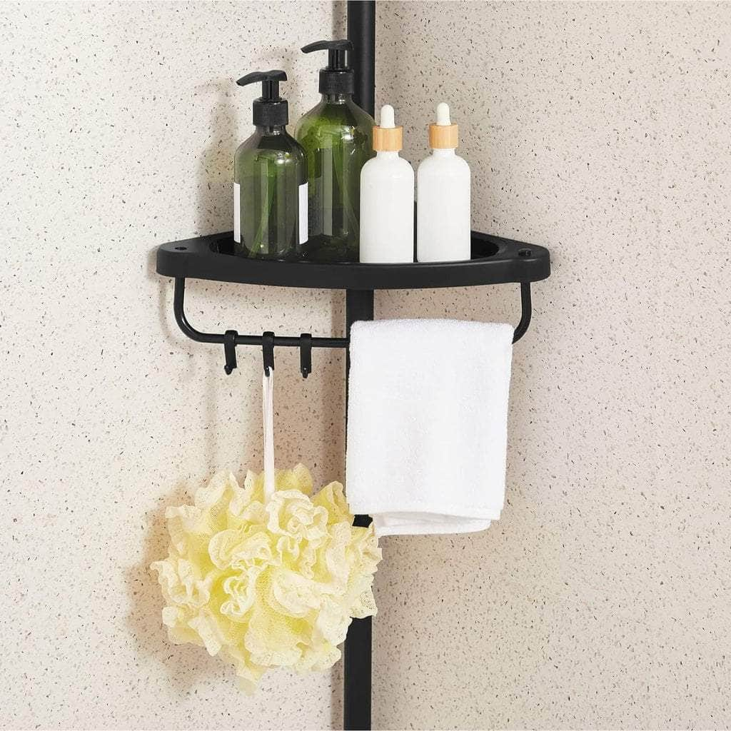 Adjustable Bathroom Corner Shelf with 4 Trays White/Black