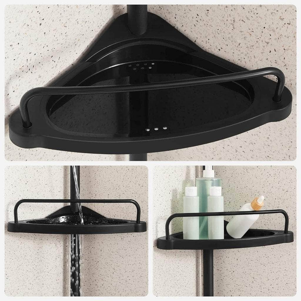 Adjustable Bathroom Corner Shelf with 4 Trays White/Black