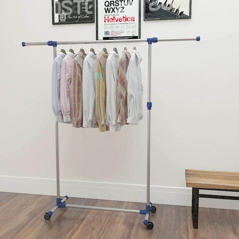 Adjustable Clothes Rack Stainless Steel Silver