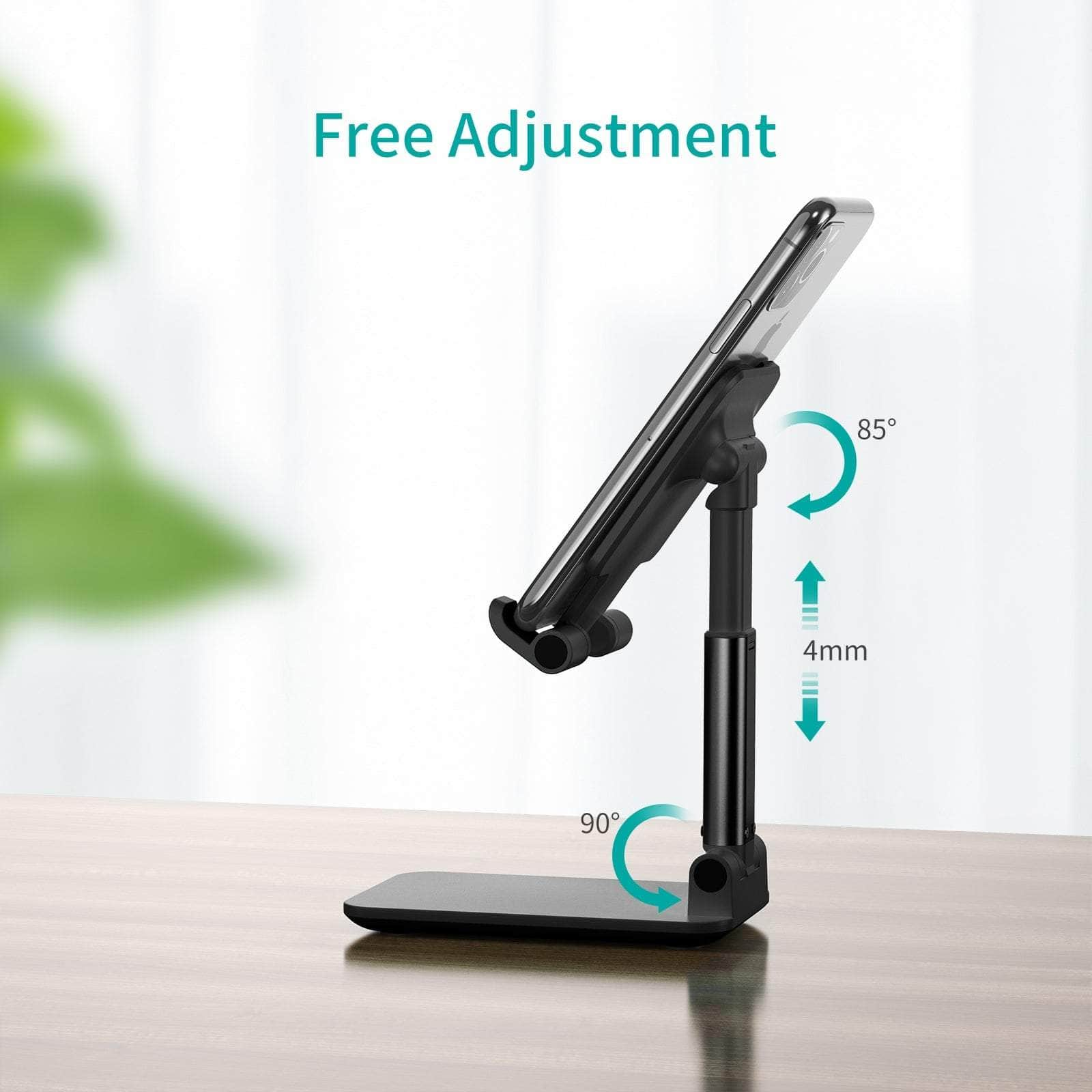 Adjustable Desk Phone/Tablet Stand Black