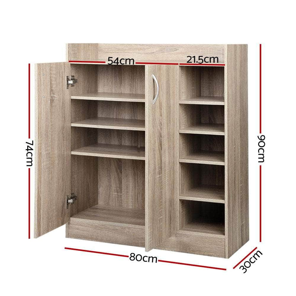 Adjustable Pine Shoe Rack Cabinet - 21 Pairs