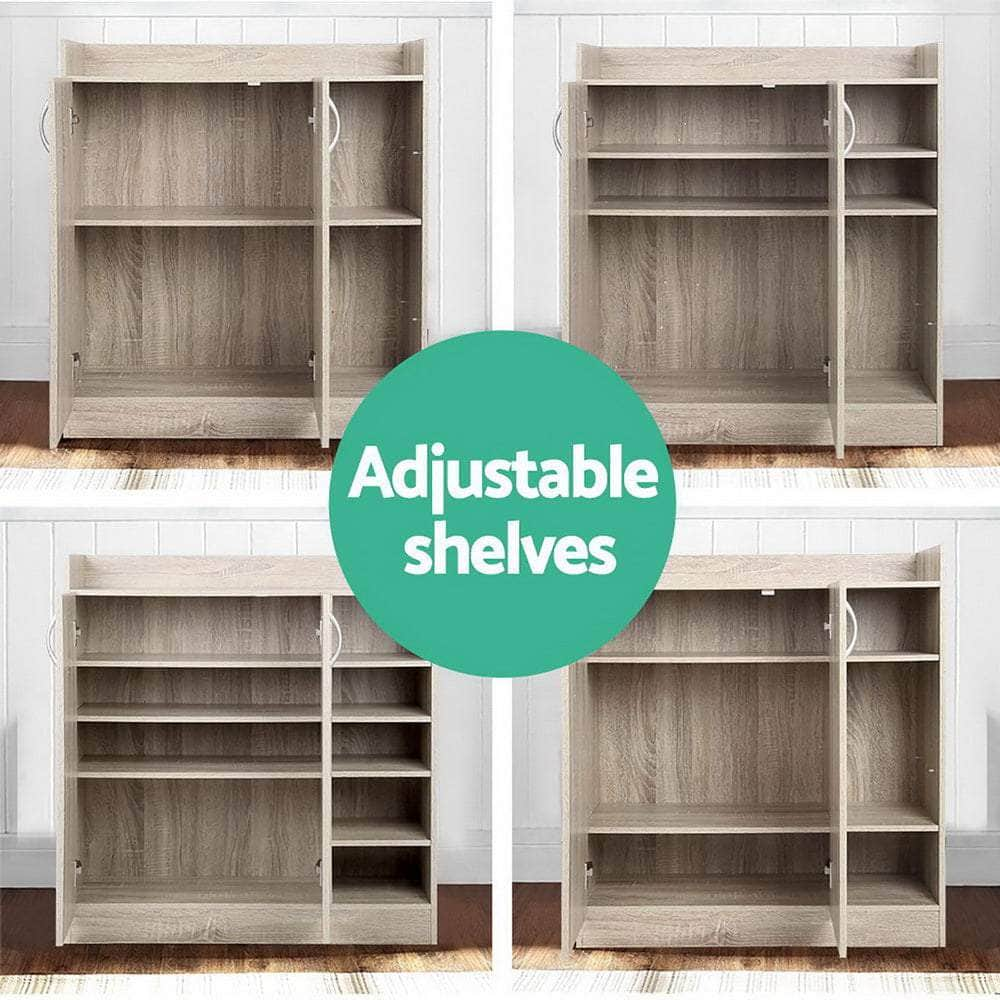 Adjustable Pine Shoe Rack Cabinet - 21 Pairs