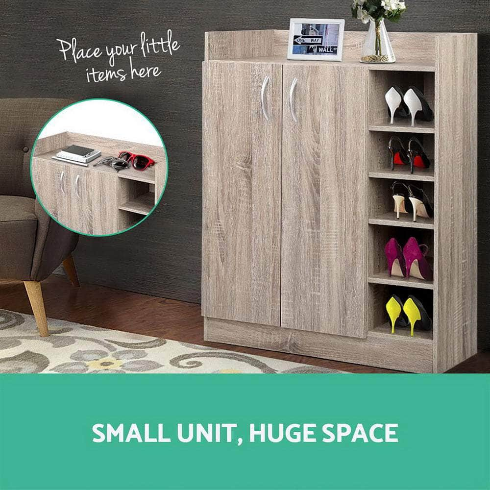 Adjustable Pine Shoe Rack Cabinet - 21 Pairs