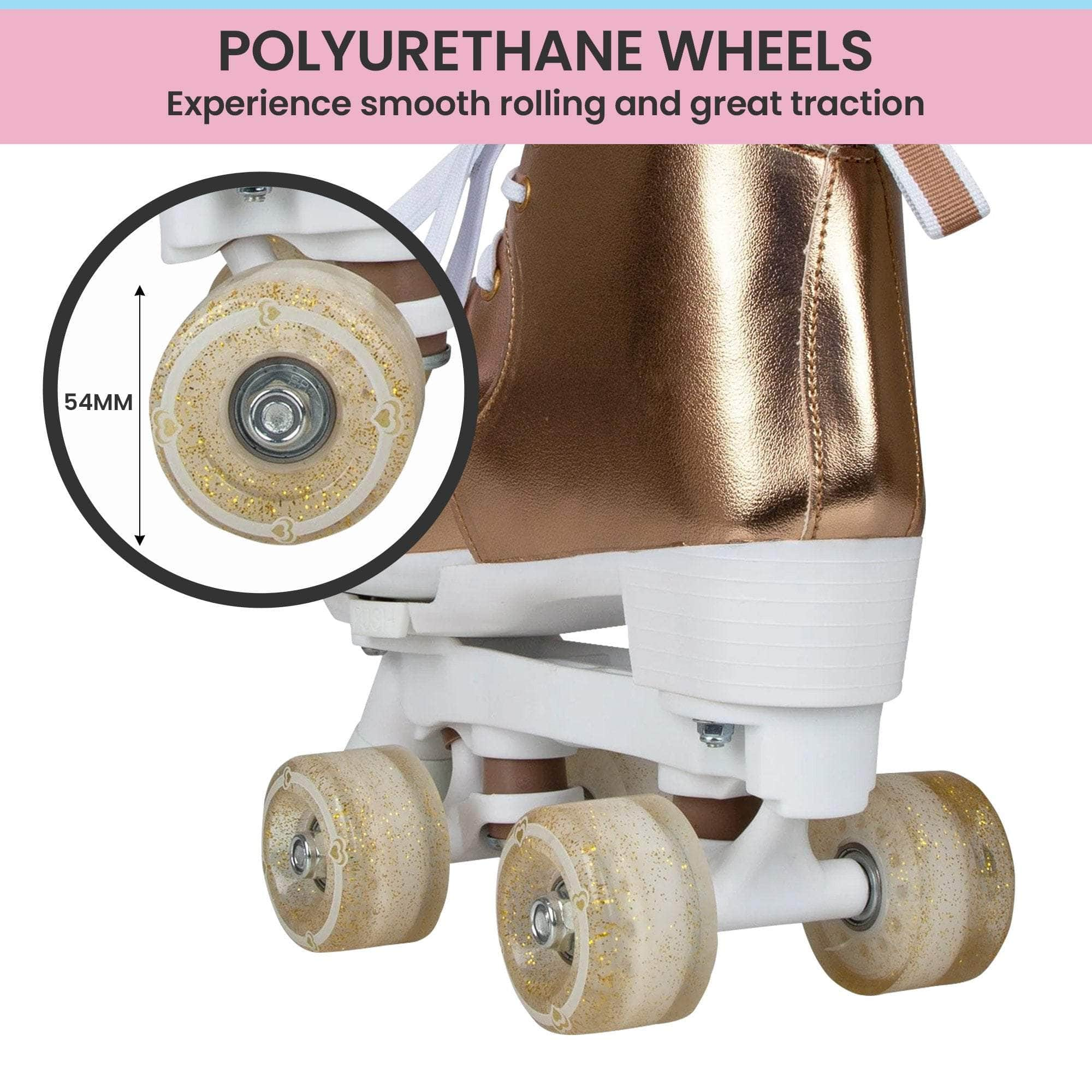 Adjustable Quad Kids Roller Skates - Metallic Rose Gold