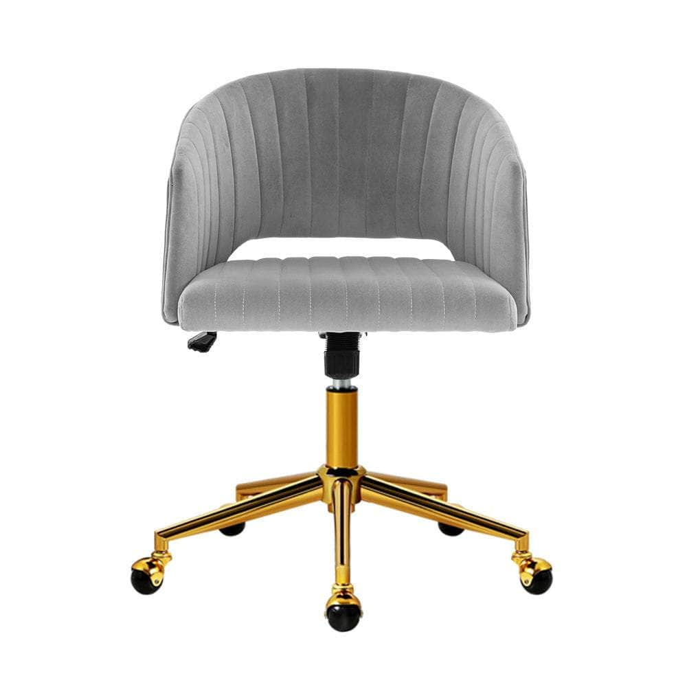 Adjustable Velvet Office Chair Fabric Computer Chairs -Grey