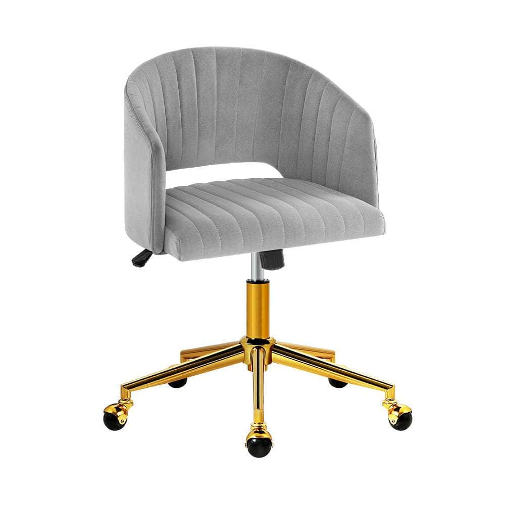 Adjustable Velvet Office Chair Fabric Computer Chairs -Grey