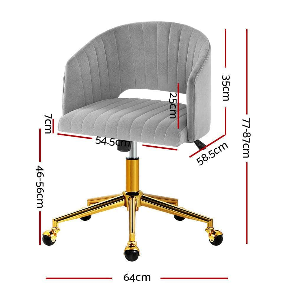 Adjustable Velvet Office Chair Fabric Computer Chairs -Grey