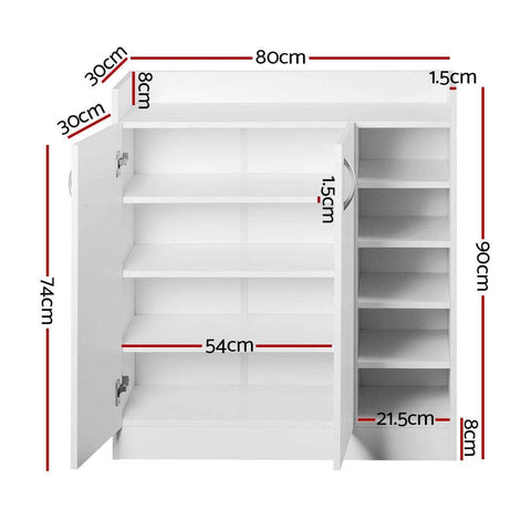 Adjustable White Shoe Rack Cabinet - 21 Pairs