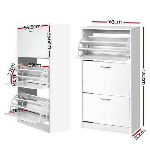 Adjustable White Shoe Rack Cabinet - 36 Pairs