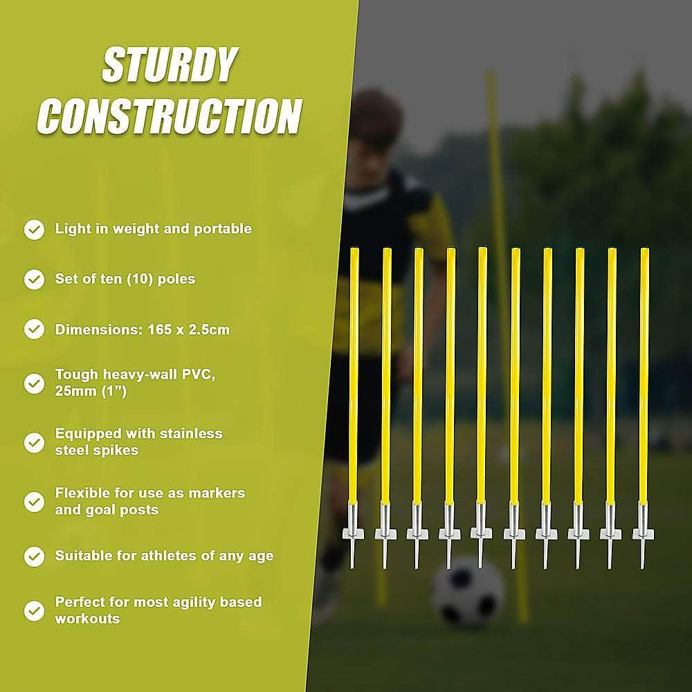 Agility Slalom Training Poles Soccer Rugby Set