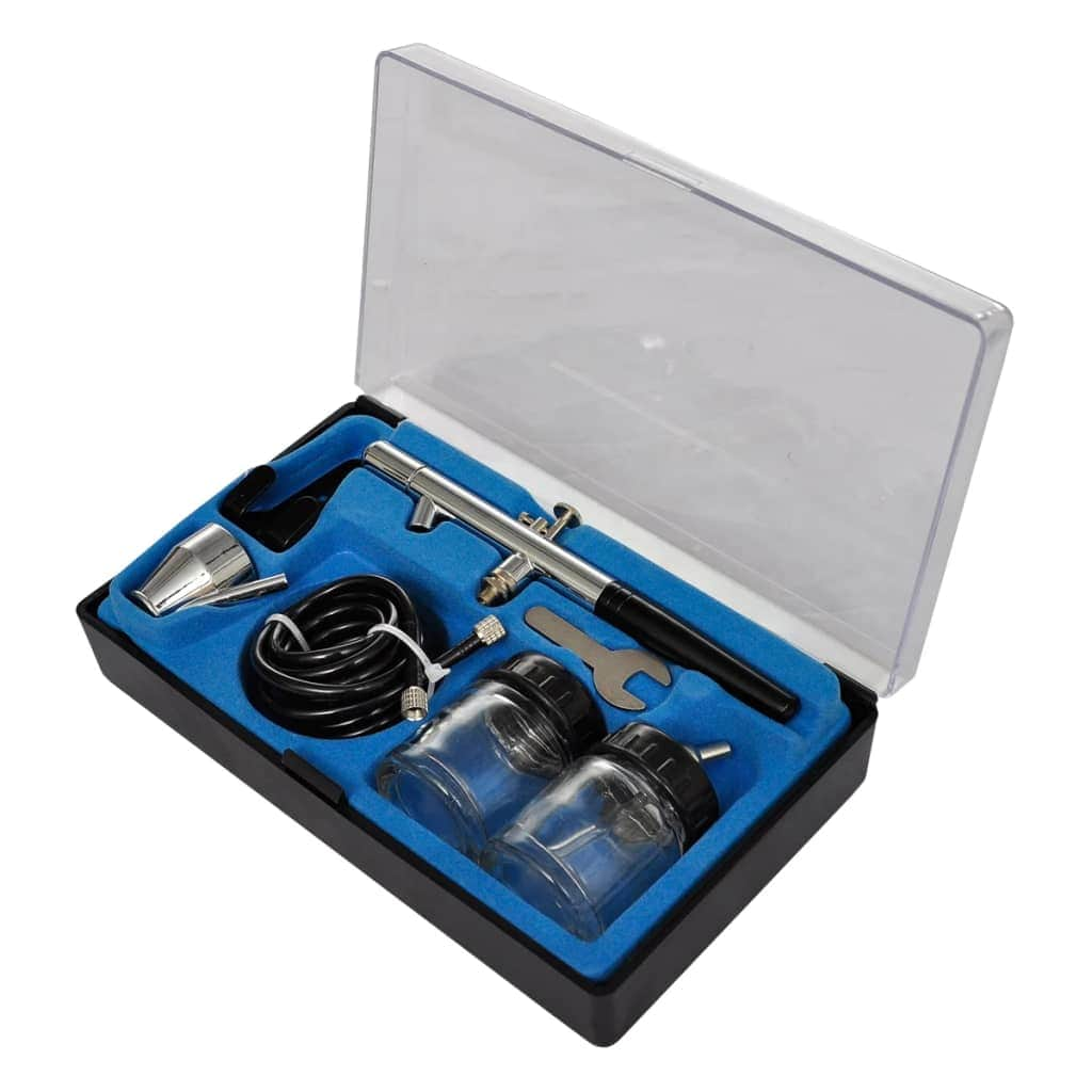 Airbrush compressor set with 3 pistols