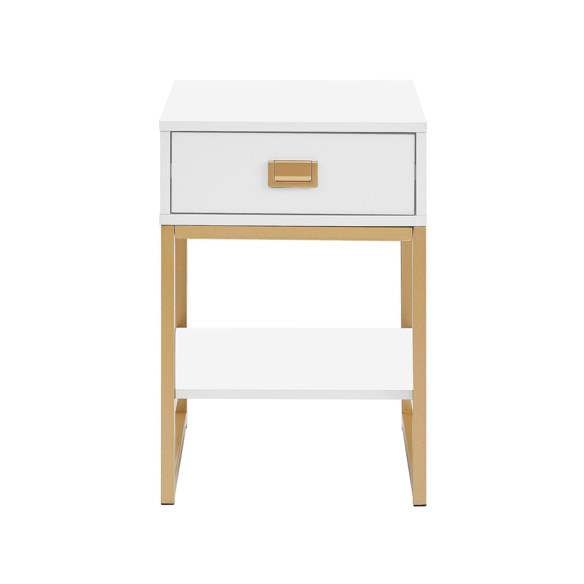 Alessia Bedside Table - White/Gold