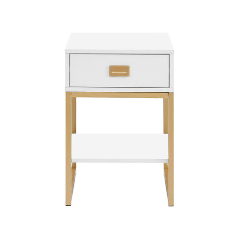 Alessia Bedside Table - White/Gold